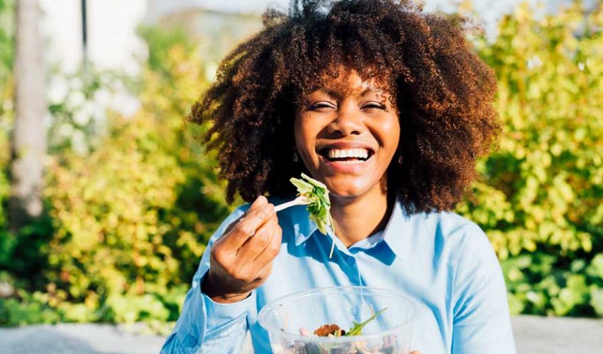 woman healthy eating salad